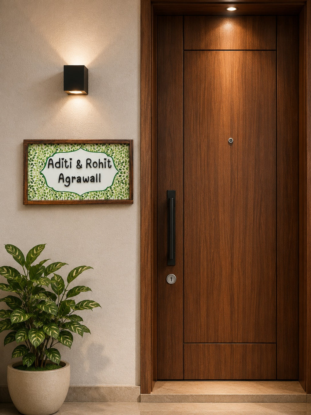 Parijat Nameplate – Blossoming Greens for Tranquil Charm