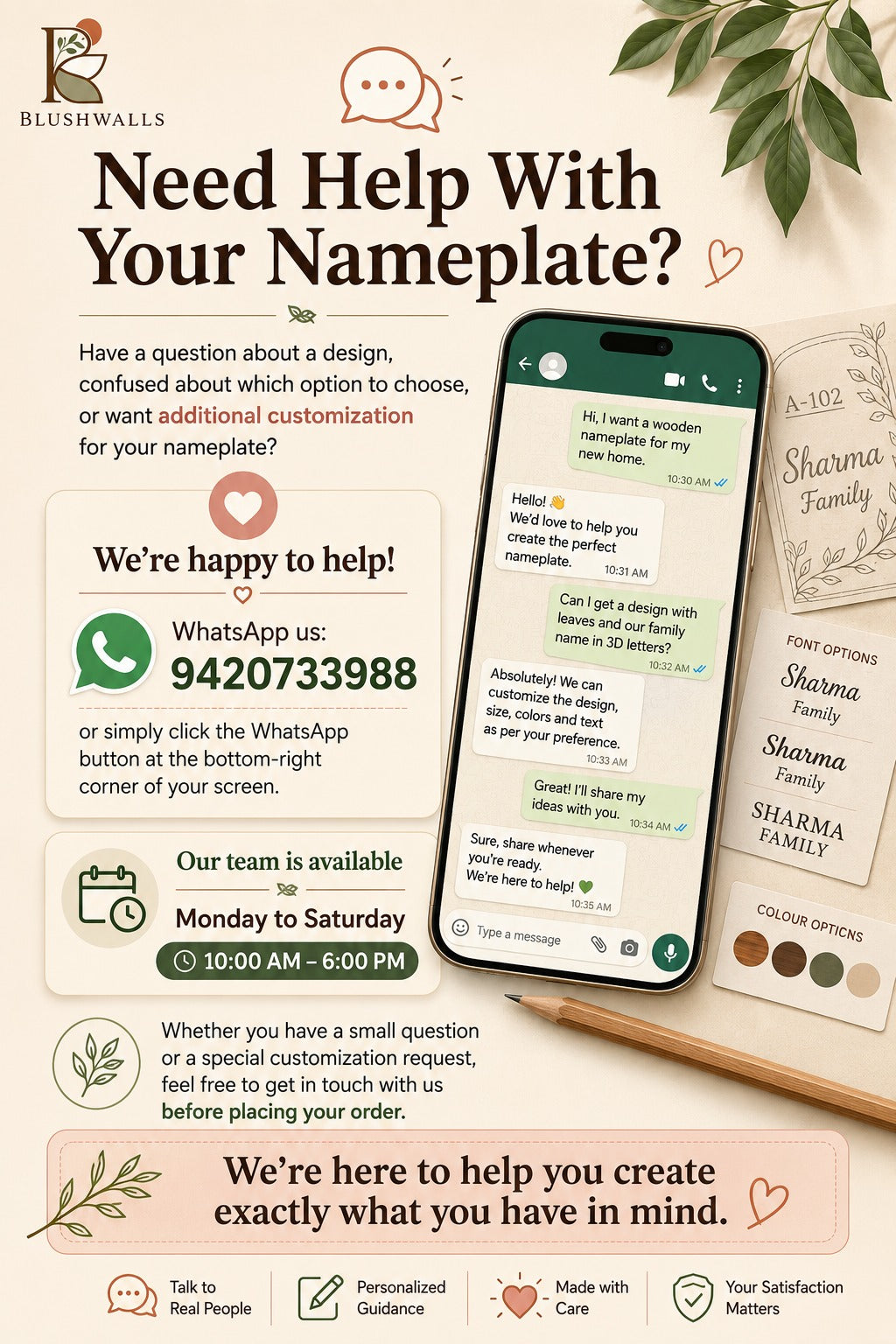 Vanya Nameplate - Lush Greens for Natural Serenity