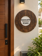 Sungrain Circle — Premium Handfinished Rubberwood Door Nameplate