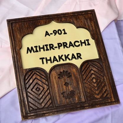 Handcrafted Wooden Nameplate – Personalized for Home Entrance | Elegant Design